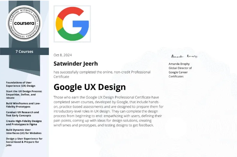 Google UI/UX Design Certificate